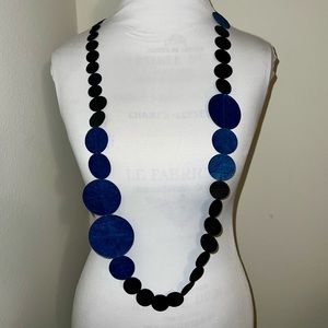 Ana Hagopian Necklace Handmade Paper Modern Art Papier Mâché Blue Black